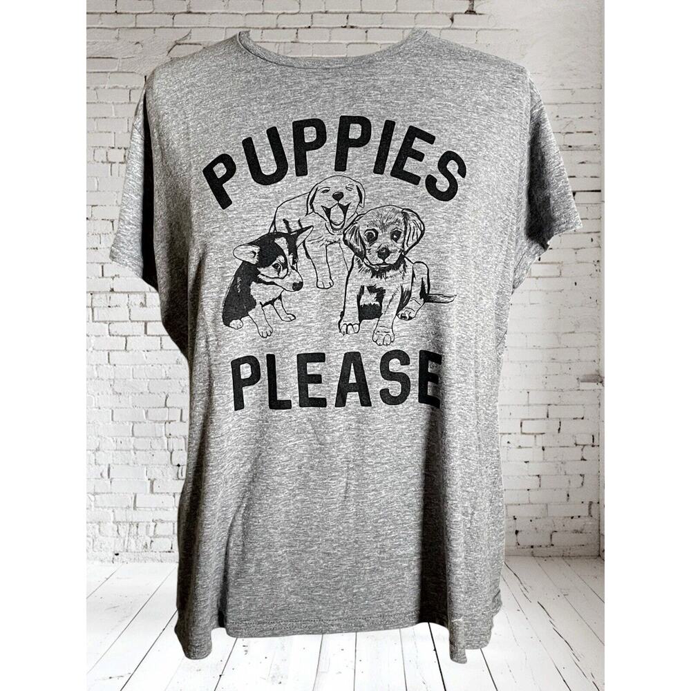 Dog Lovers Tee Shirt Puppies Please Sz 2XL Womens Black Graphic on‎ Gray Top